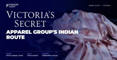 Victoria's Secret brand audit by FashionAudit: Victoria's Secret logo over a soft pink satin loungewear robe