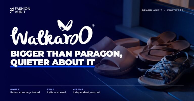 Walkaroo brand audit by FashionAudit: Walkaroo logo over comfortable everyday sandals and flip-flops on a sunny porch