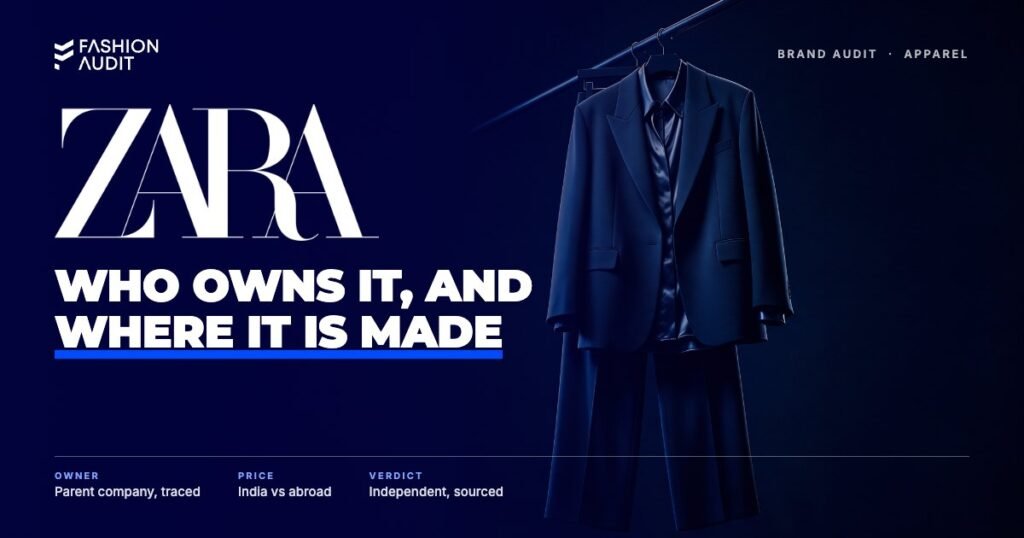 Zara brand audit by FashionAudit: Zara logo over a sharp oversized blazer
