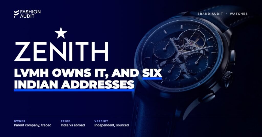 Zenith brand audit by FashionAudit: Zenith logo over a high-frequency chronograph watch
