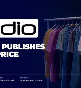Zudio brand audit by FashionAudit: Zudio logo over budget-friendly colourful casual t-shirts and jeans on a minimal store rail